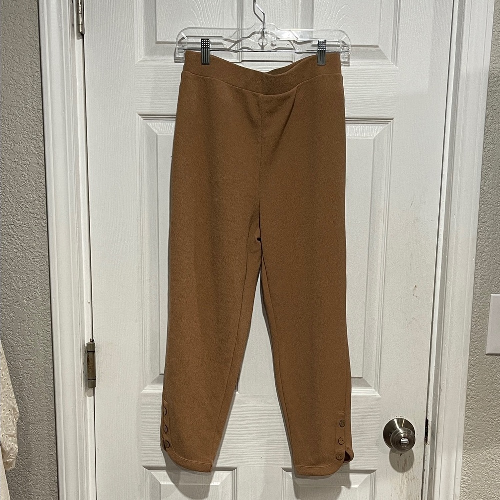 Emery Rose Tan Women's dress Pants Size L with Button Accents